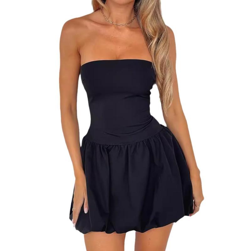 Dresses | Bubble Skirt Satin Mini Dress  –  Womens Clothing Dresses