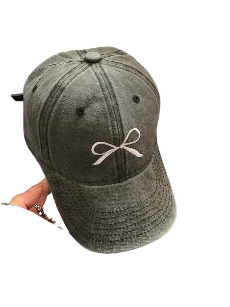 Hats & Scarfs | Embroidered Bow Washed Baseball Cap  –  Womens Accessories BLACK