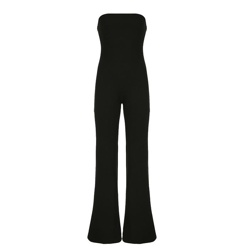 Jumpsuits & Rompers | Melina Side Slits Flared Jumpsuit  –  Womens Clothing BLACK