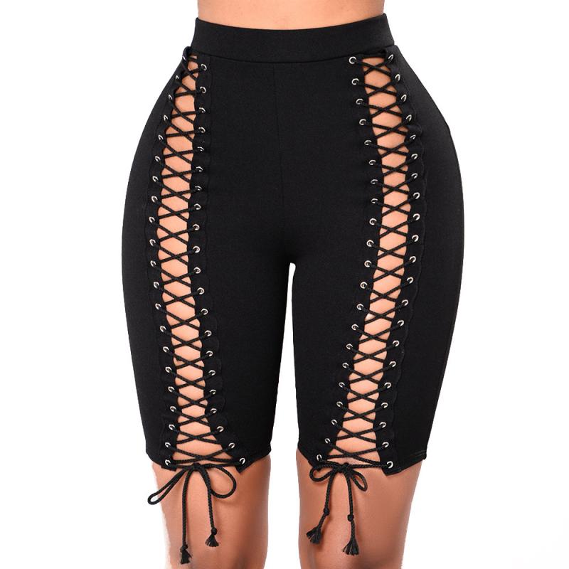 Pants | Alexiss Lace-Up Capri Jeans  –  Womens Clothing BLACK