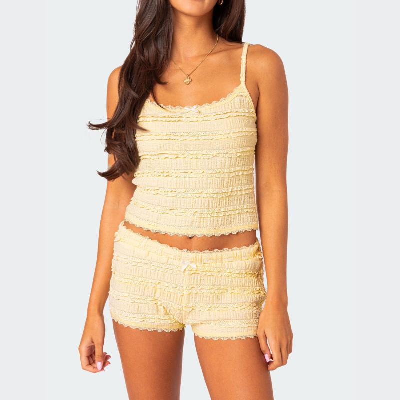 Pants | Lucy Ruffled Lace Shorts  –  Womens Clothing Pants