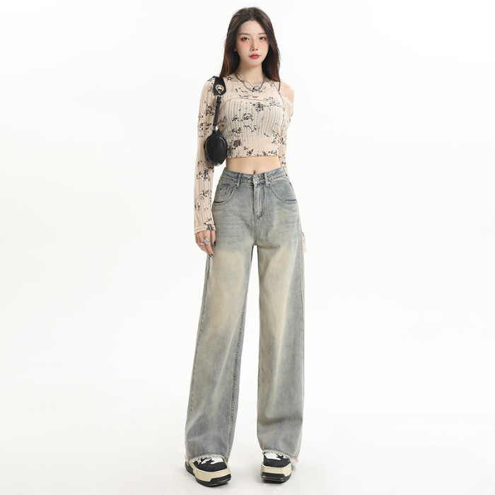 Pants | Super Baggy Wide Leg Jeans  –  Womens Clothing GRAY