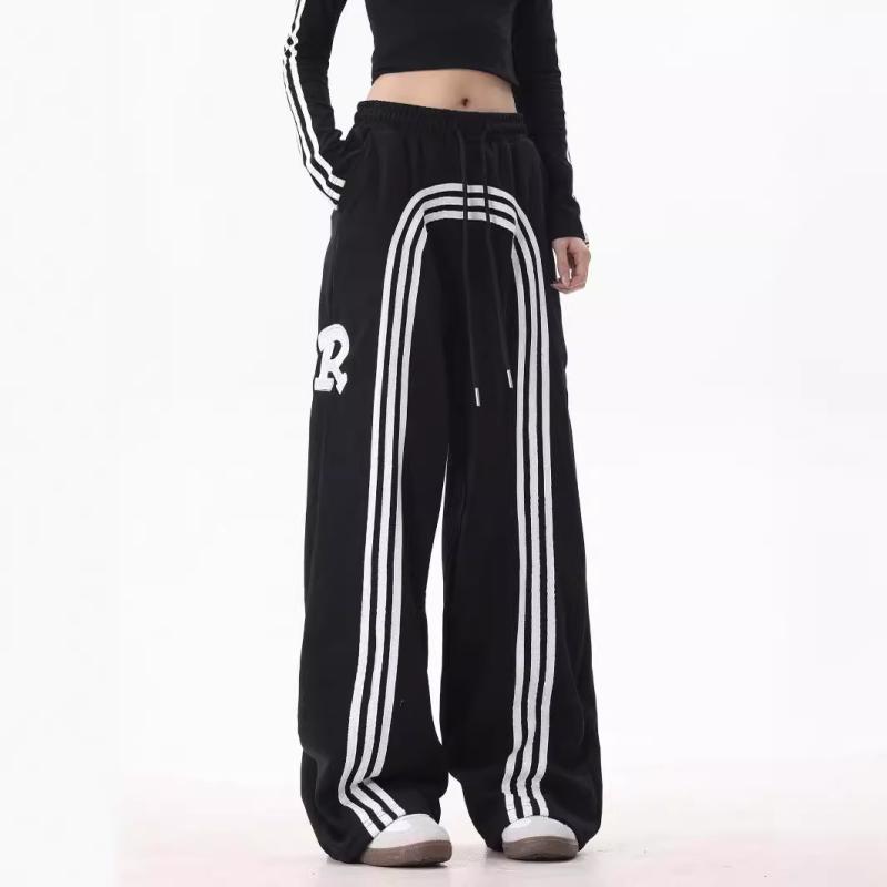 Pants | Wilda Striped Nylon Track Pants  –  Womens Clothing BLACK AND WHITE