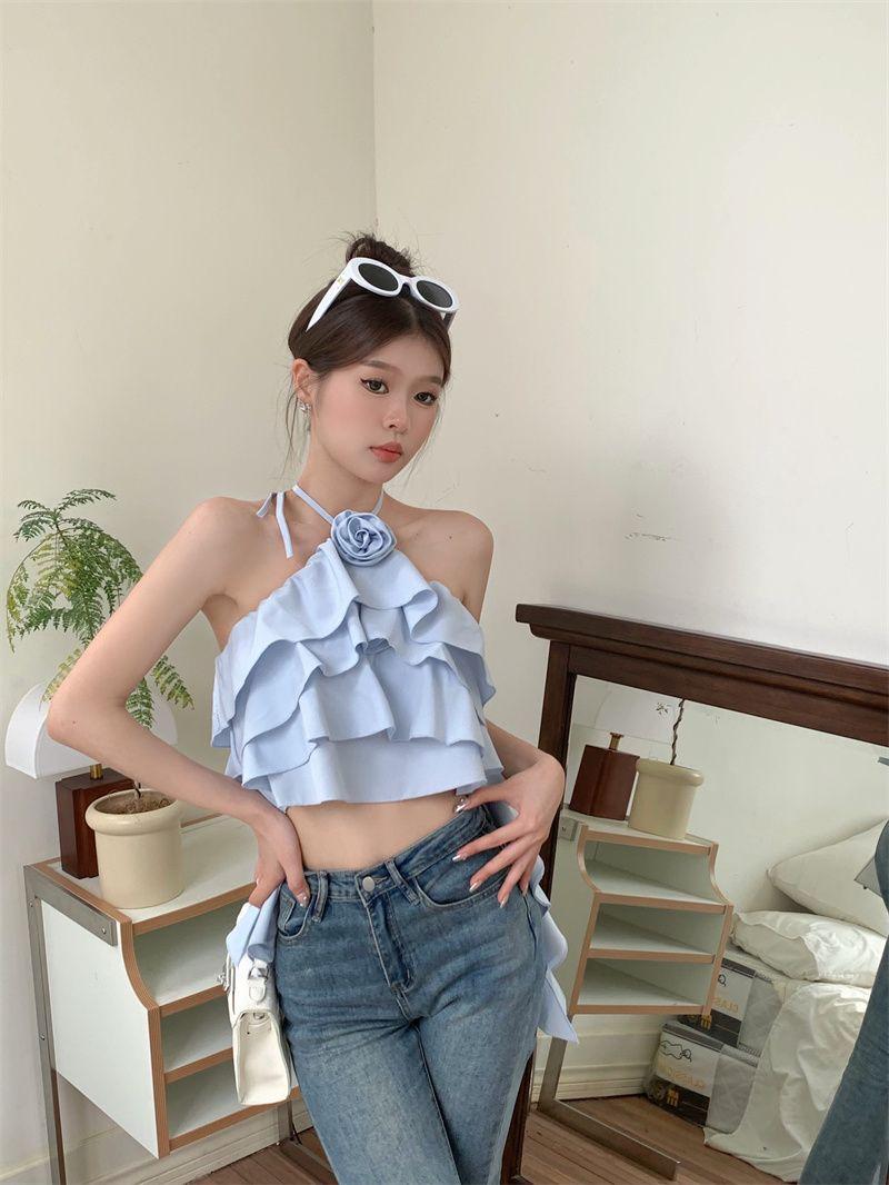 Sets | Aimee Ruffle Crop Top  –  Womens Clothing GRAY