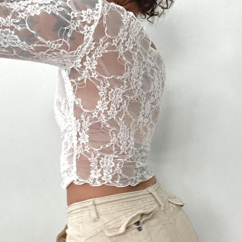 Sets | Aura Open Back Sheer Lace Crop Top  –  Womens Clothing Sets