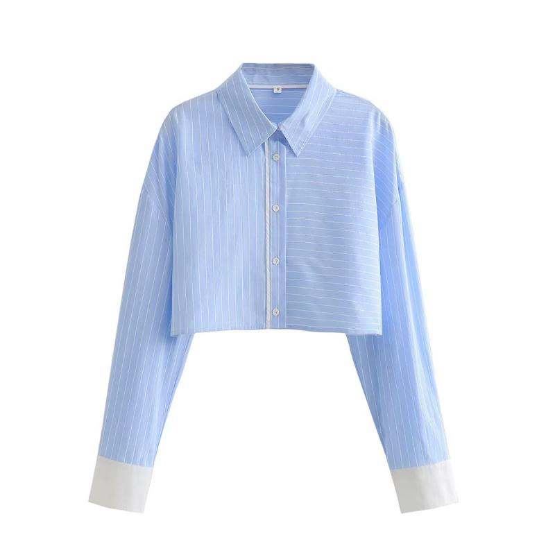 Sets | Lea Cropped Button Up Shirt  –  Womens Clothing LIGHT BLUE