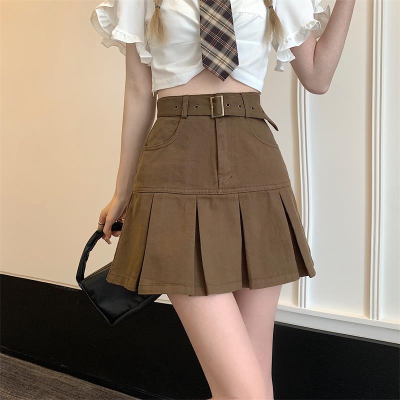 Skirts | Erynne Belted Pleated Skort  –  Womens Clothing OLIVE