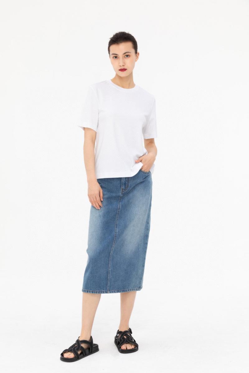 Skirts | Lassy Washed Denim Midi Skirt  –  Womens Clothing BLUE WASHED