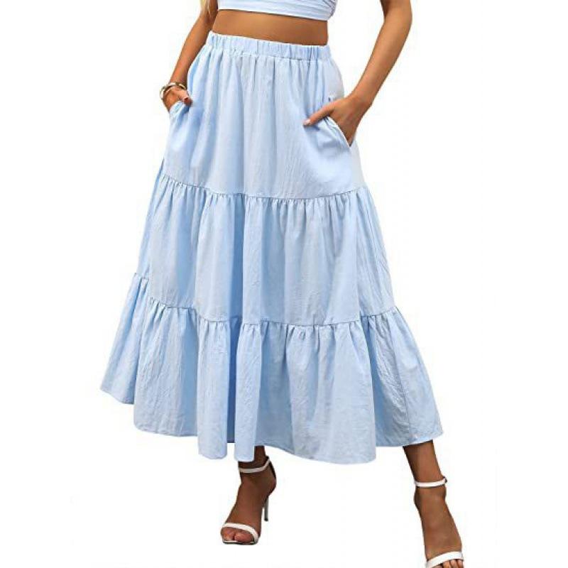 Skirts | Tiered Eyelet Slitted Maxi Skirt  –  Womens Clothing LIGHT PINK