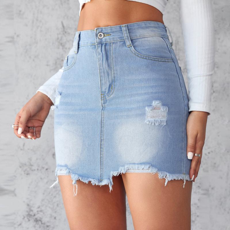 Skirts | Tomi Distressed Denim Mini Skirt  –  Womens Clothing BLUE WASHED