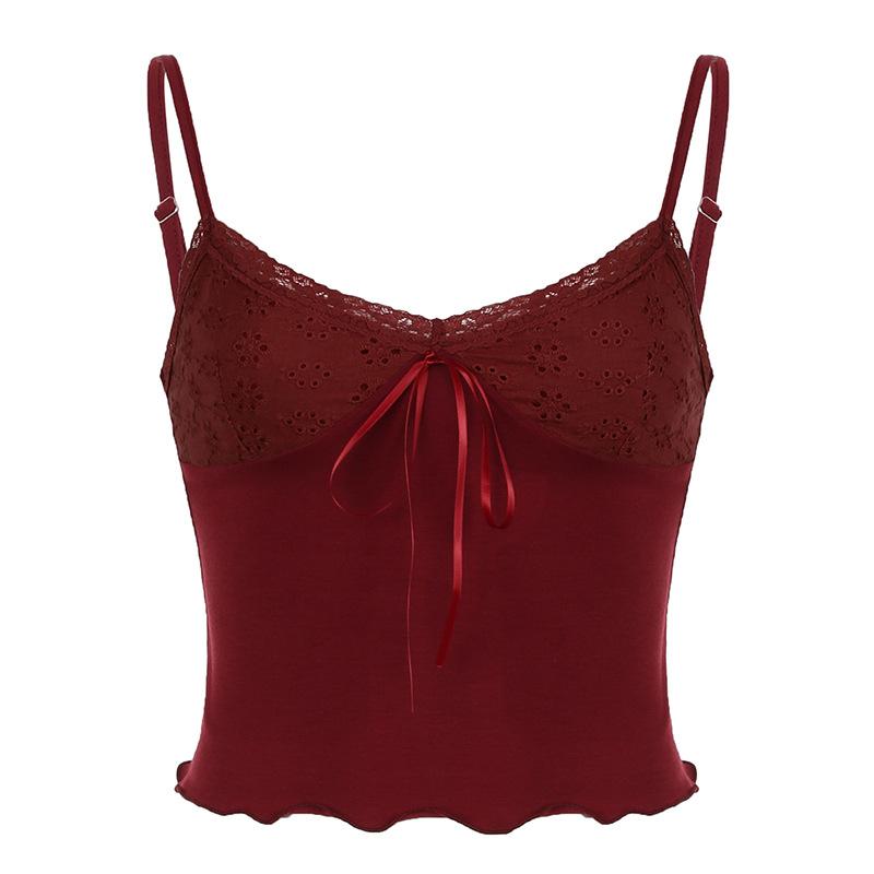 Tops | Cami Sheer Lace Tank Top  –  Womens Clothing RED