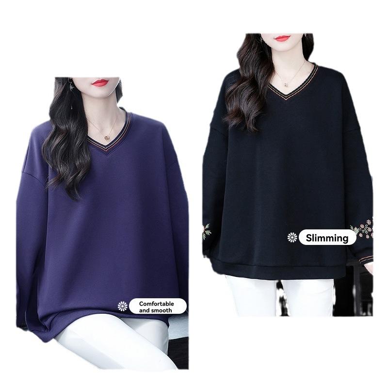 Tops | Caryn Oversized V Neck Sweatshirt  –  Womens Clothing NAVY