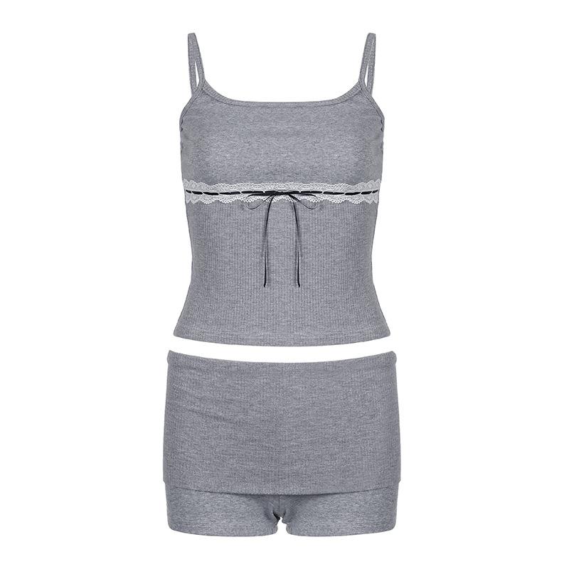 Tops | Elin Lace Trim Tank Top  –  Womens Clothing GRAY