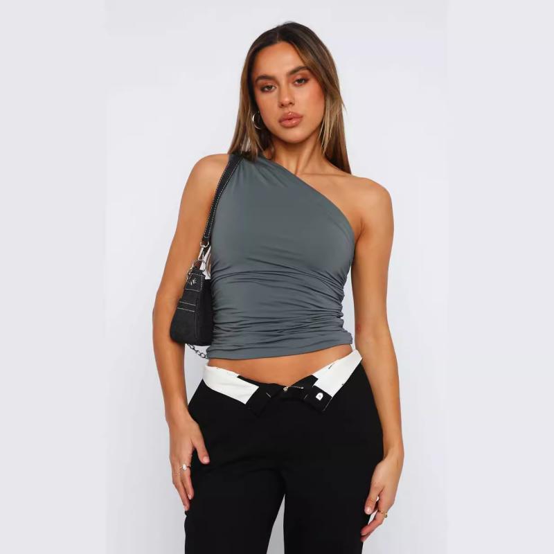 Tops | Frankie Asymmetric Drawstring Top  –  Womens Clothing GRAY