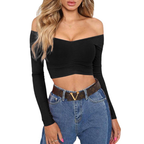 Tops | Nattie Off Shoulder V Neck Top  –  Womens Clothing NAVY