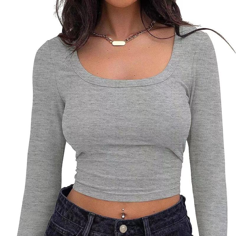 Tops | Sydney Ribbed Open Back Crop Top  –  Womens Clothing GRAY