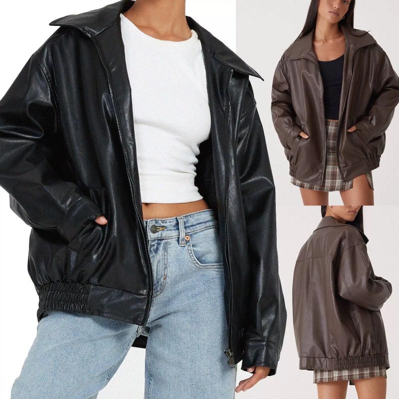 Jackets & Coats | Halley Faux Leather Bomber Jacket  –  Womens Clothing BROWN