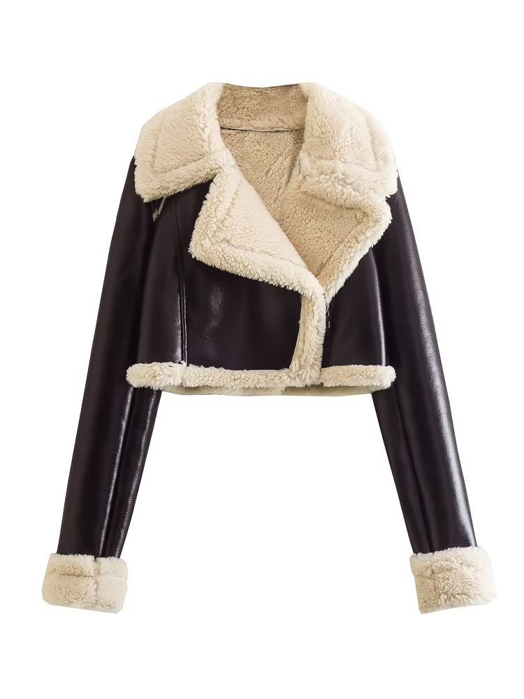 Jackets & Coats | Ricky Faux Leather Shearling Jacket  –  Womens Clothing BROWN